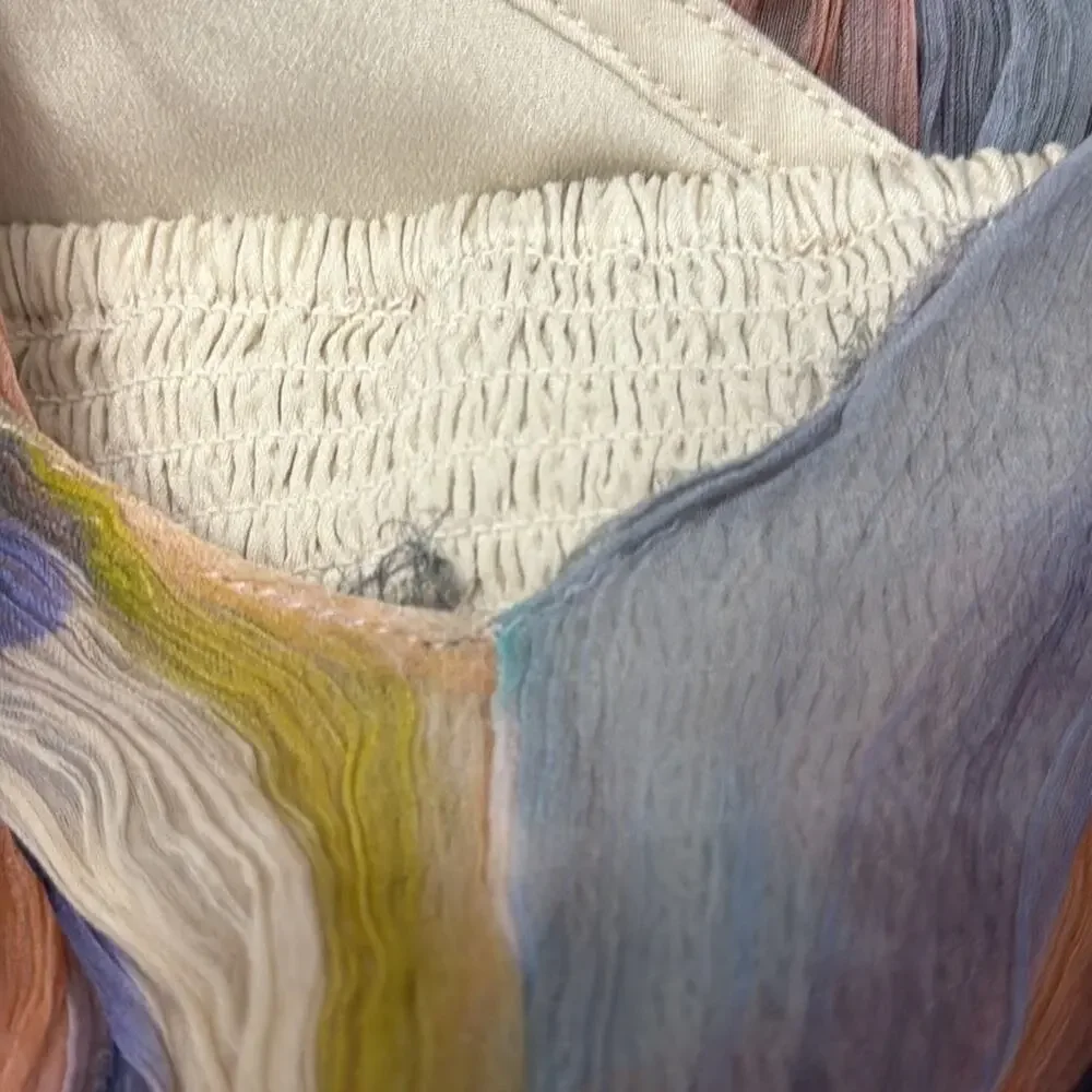 BHLDN Anthropologie Long Sleeve Chiffon Mini Dress Size Small - Picture 6 of 8